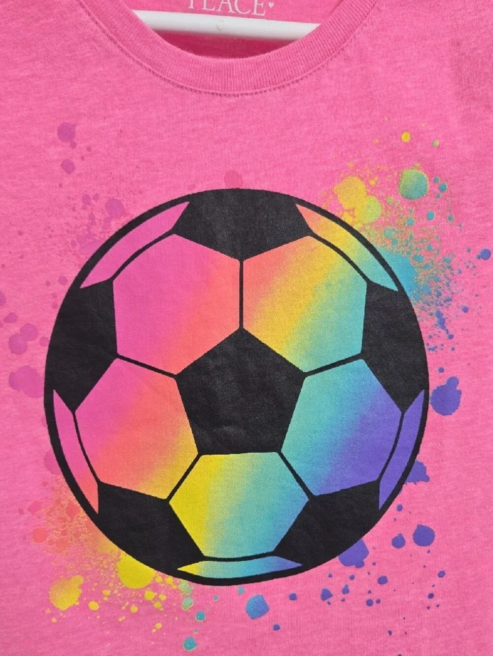 The Children's Place Pink Tee with Rainbow Soccer Splash